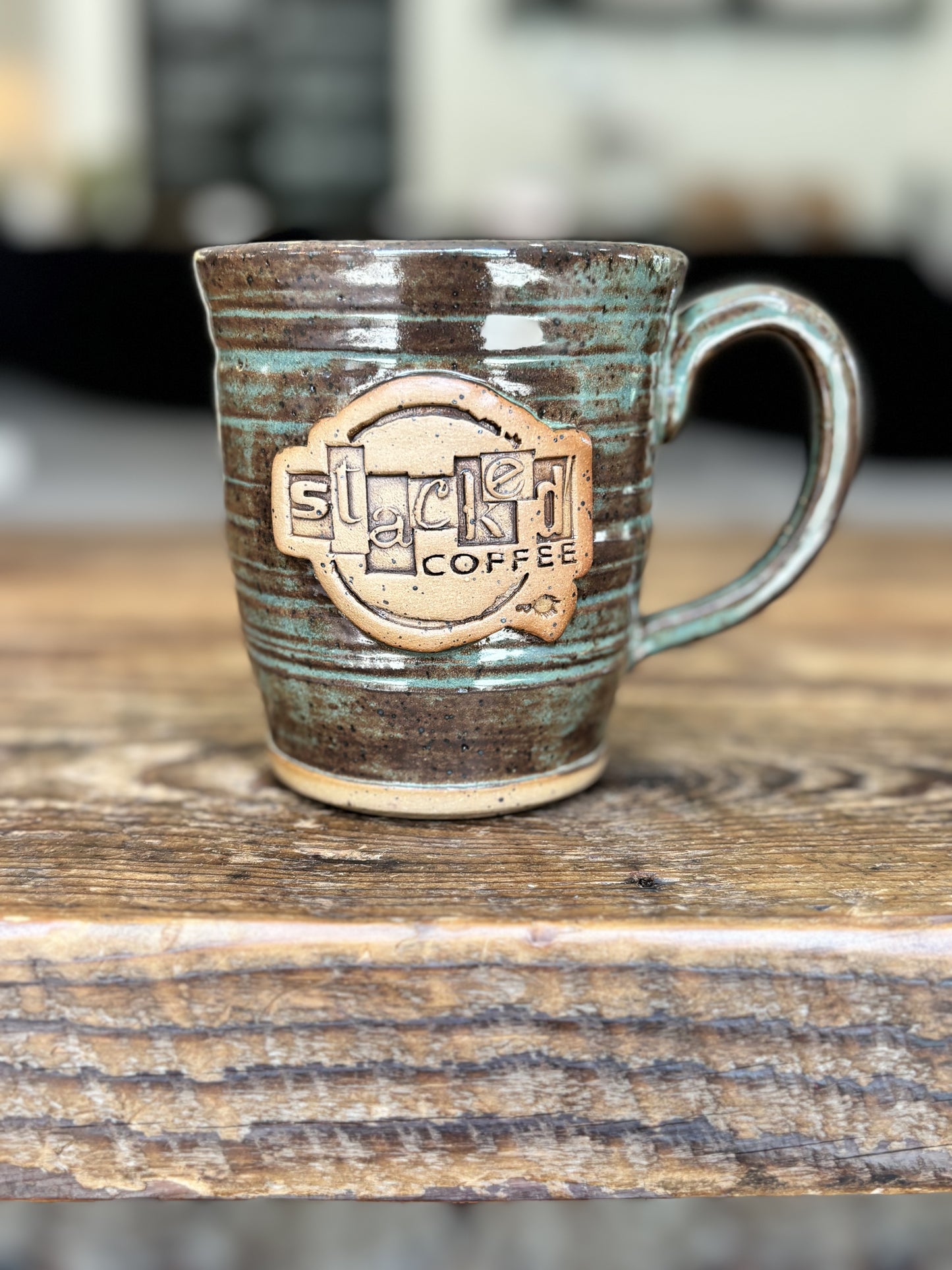 Stacked Coffee Mug - Brown & Teal